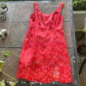 Red Brocade Cocktail Dress Xs